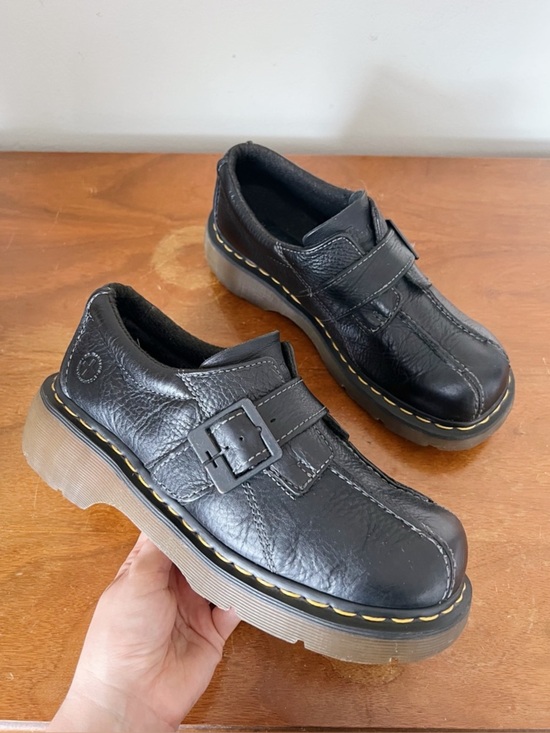 Dr. Martens Shoes - Dr Martens • vintage 12282 platform shoes black leather monk strap chunky